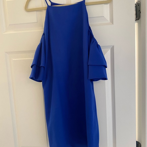 Urban outfitters cobalt blue flutter sleeve cold-shoulder dress - Picture 5 of 6